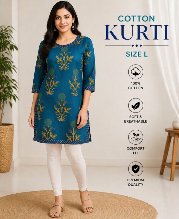 Blue printed kurti for women