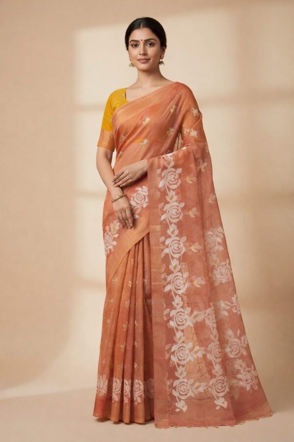 Maslin Jamdani Mixed Saree – S00271 | Drape In Style Maslin Jamdani mixed saree for women
