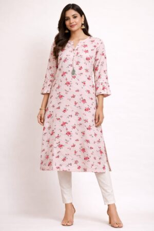 Pink Rayon Kurti – K00175 | Drape In Style Pink rayon kurti for women