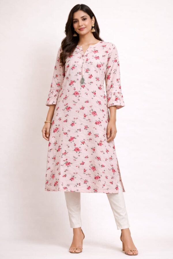 Pink rayon kurti for women