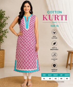 Pink Sleeveless Rayon Kurti – K00177 | Drape In Style Pink sleeveless rayon kurti for women