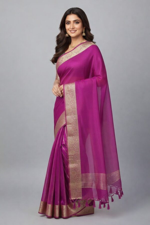 Purple organza saree for women