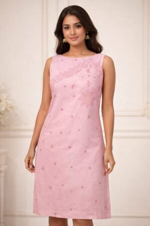 Baby pink kurti for women