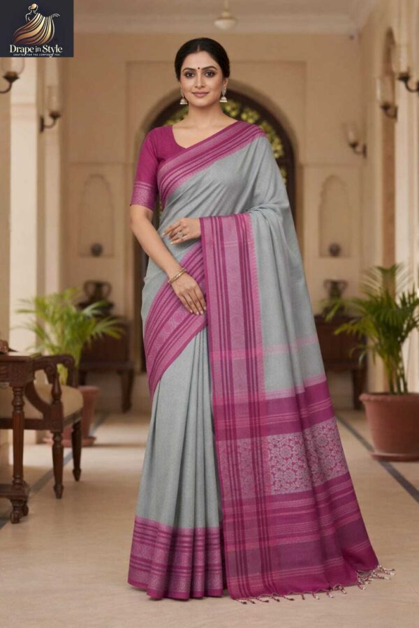 Begampuri ash pink handloom saree for women