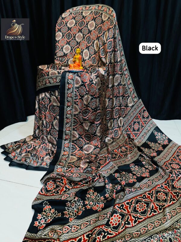 Black modal silk saree for women