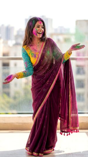 Cotton handloom saree with lace border for women