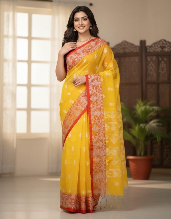 Maslin Jamdani Saree – S00274 | Drape In Style Maslin Jamdani saree for women