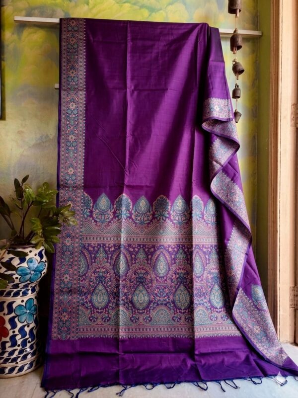 Tassar Pashmina Saree – S00297 | Drape In Style Tassar Pashmina saree for women