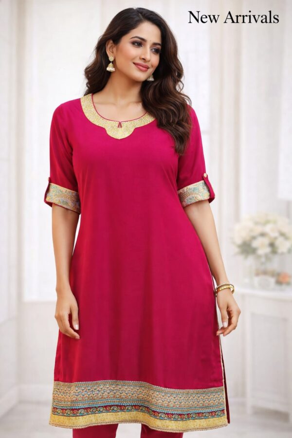 Long Kurti rani pink