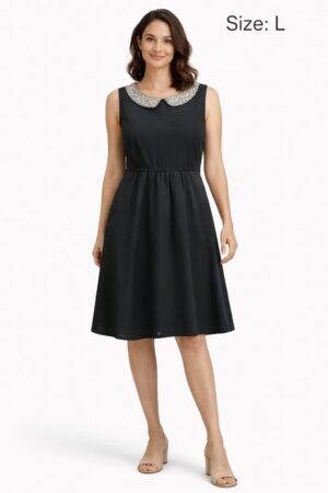 Black dress with stone collar