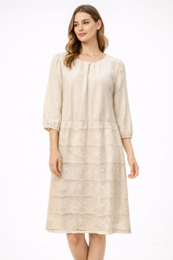 White straight dress with chiconcarry work