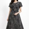 Black Dotted Fit and Flare Short Dress