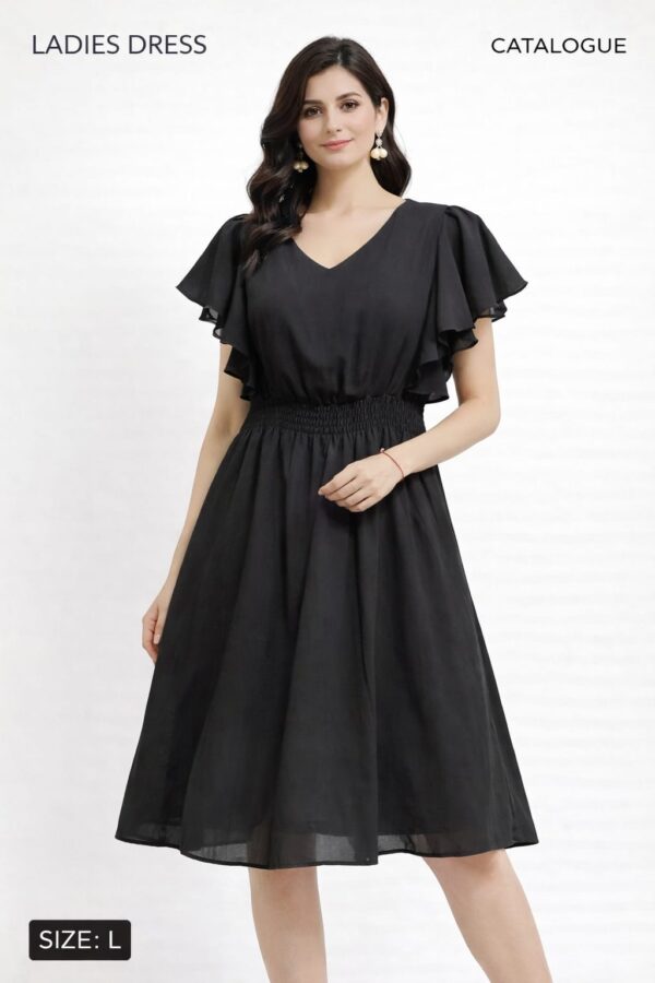 Jet Black Kaftan Sleeve Short Dress