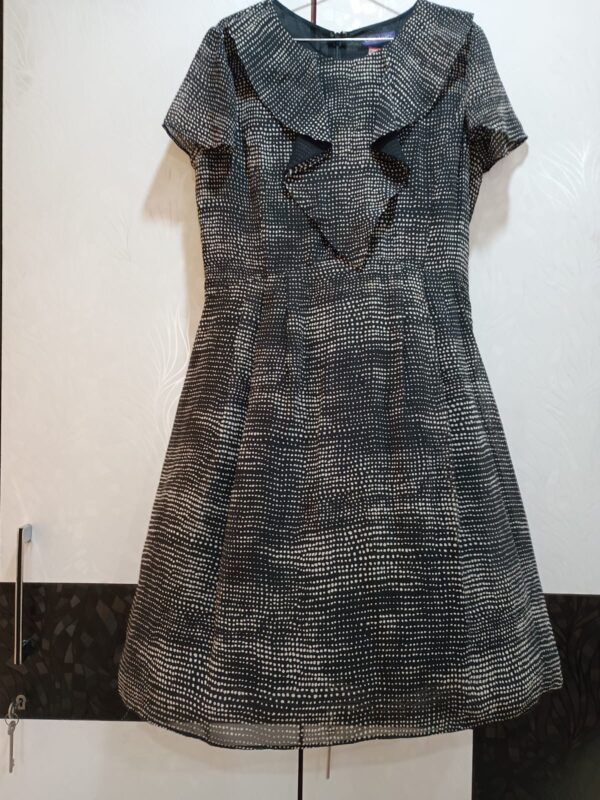 Black Dotted Fit and Flare Short Dress