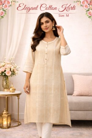 Off White Brocade Festive Kurti