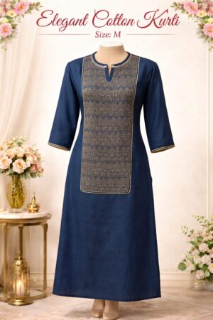 Navy Blue Kurti with Zari Embroidary work