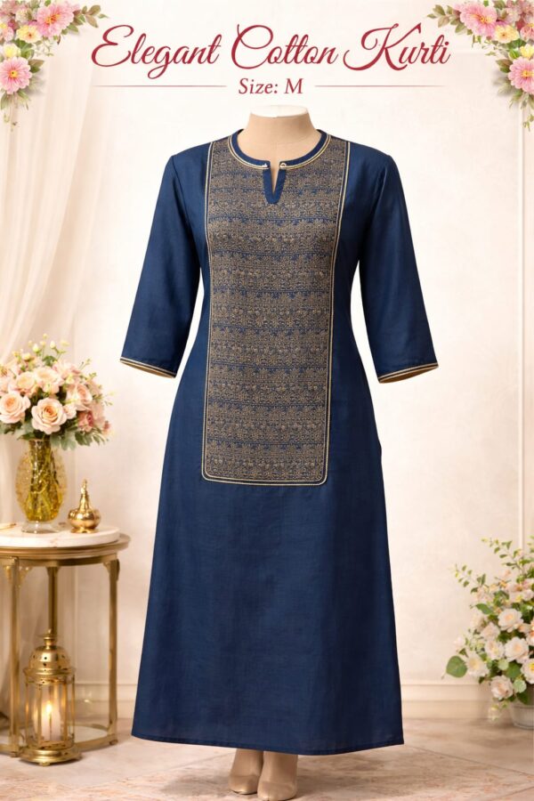 Navy Blue Kurti with Zari Embroidary work