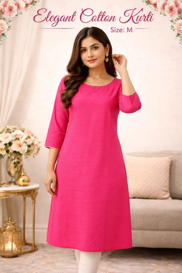 WhatsApp Image 2026-06-17 at 12.34.25 PM (2) Pink Round Neck Checkered Kurti
