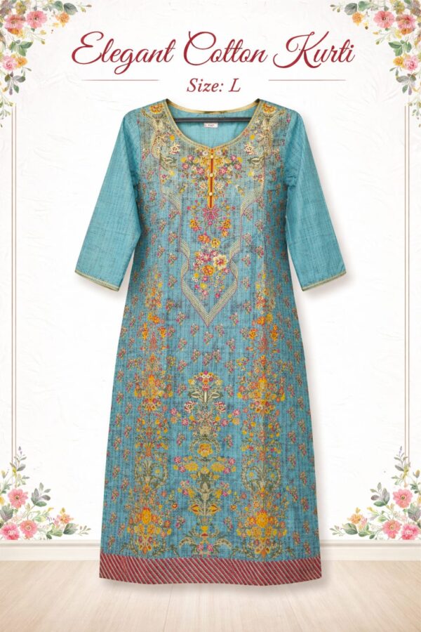 Sky Blue Fabric Phulkari Kurt