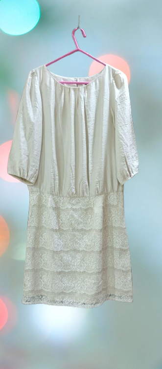 White straight dress with chiconcarry work
