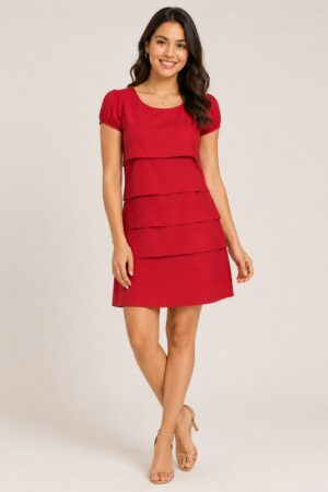 Red Straight Fit Layered Dress