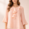 Peach Pink Top Peach Coloured Ladies Flared Top