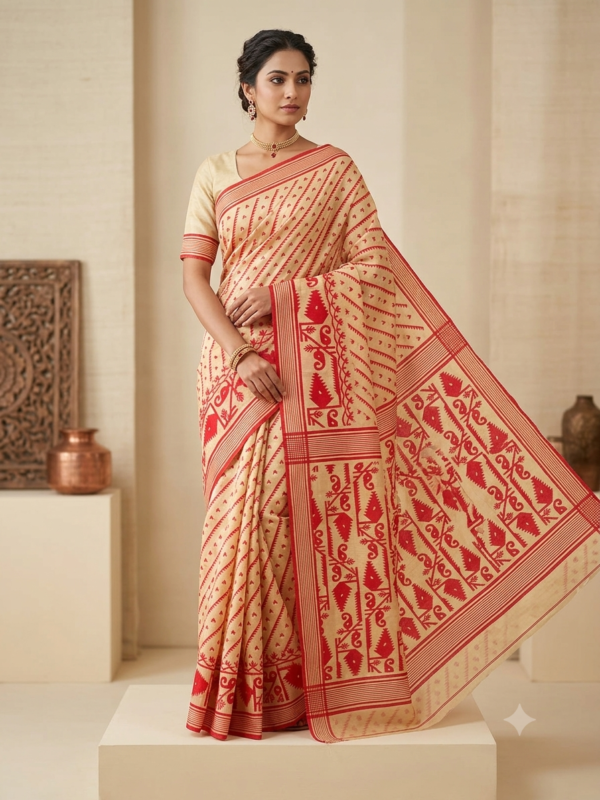Semi Soft Karaat Jamdani Saree with Blouse Piece | Elegant Traditional Saree for Women
