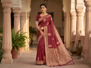 Viscose Silk Saree with Meenakari Motifs & Blouse Piece | Designer Festive Wear Saree