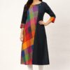 Black and Rainbow Pure Cotton Kurti