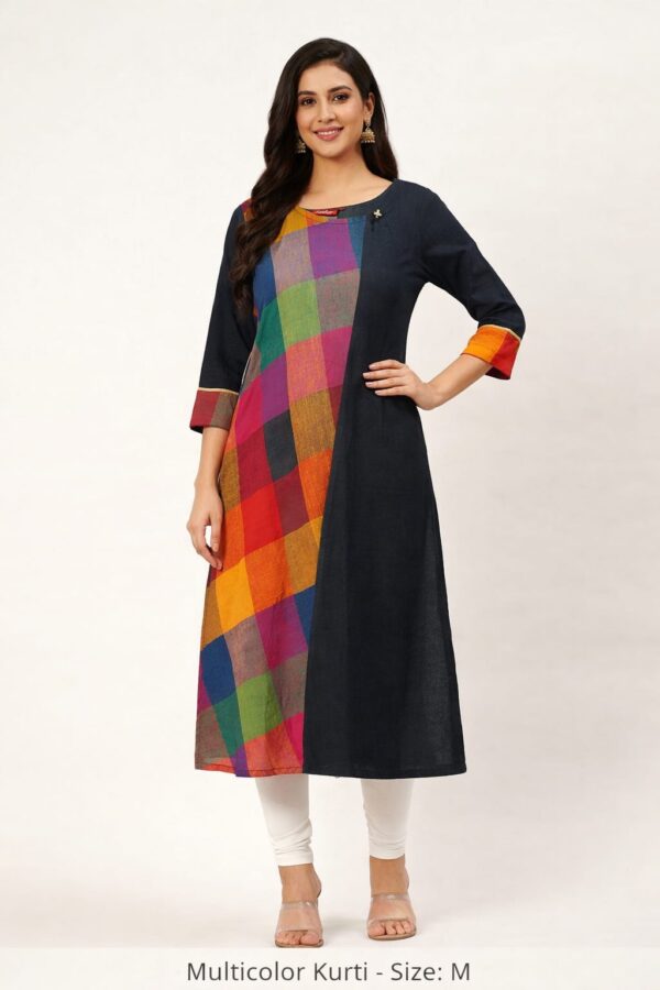 Black and Rainbow Pure Cotton Kurti