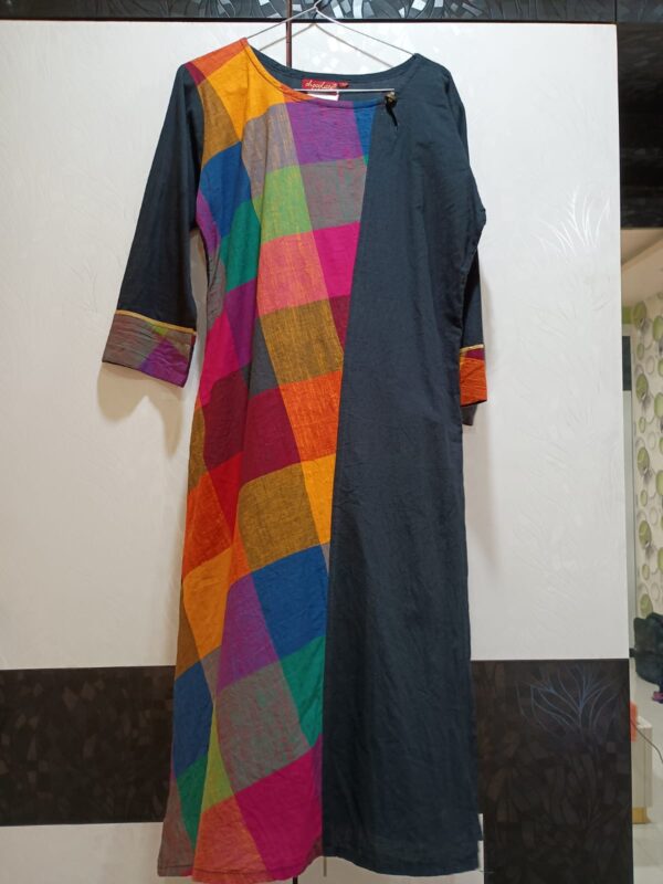 Black and Rainbow Pure Cotton Kurti