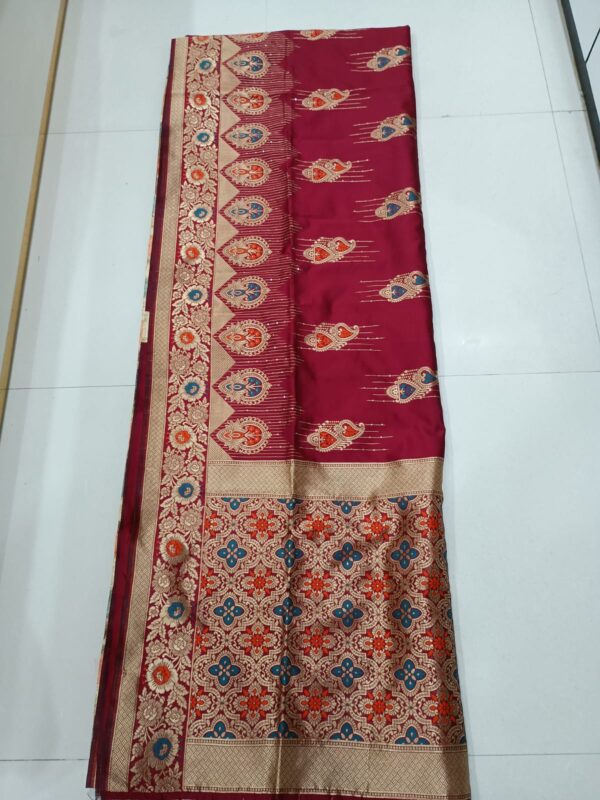 Needle Work Semi Silk With Pashmina Pallu