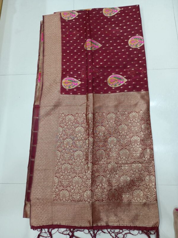 Viscose Silk Saree with Meenakari Motifs & Blouse Piece | Designer Festive Wear Saree