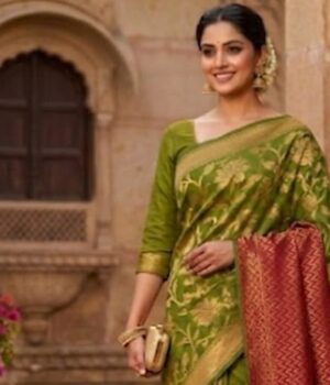Premium Slub Cotton Handloom Saree with Bonolota Design