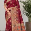 Needle Work Semi Silk With Pashmina Pallu